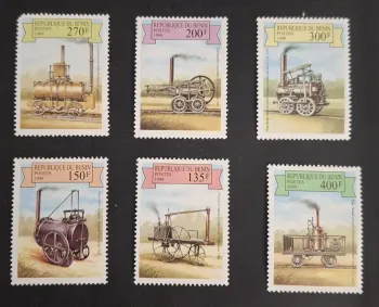 Bénin 1999 Mi. 1170-1175 locomotives anciennes vapeur chemin de fer