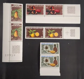 Bénin 1978 Mi. 5-8 taxe paires fruits anacarde ananas orange