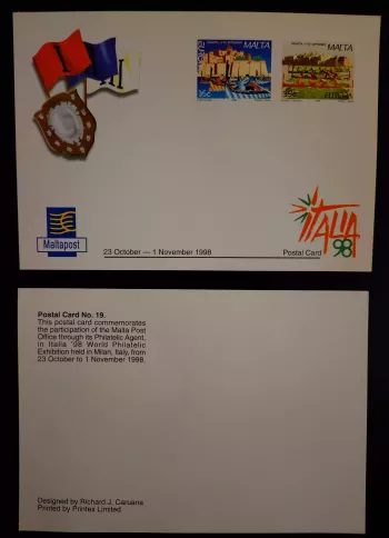 Malta 1998 Ganzsache Karte Nr.19 Regatta Europa CEPT Ausstellung Mailand