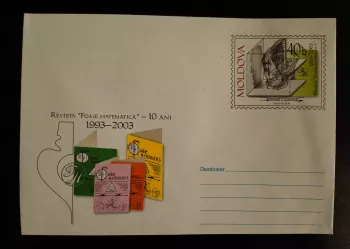 Moldavie entier postal Revista Foaie Matematică maths 10 ani 1993 2003 40b