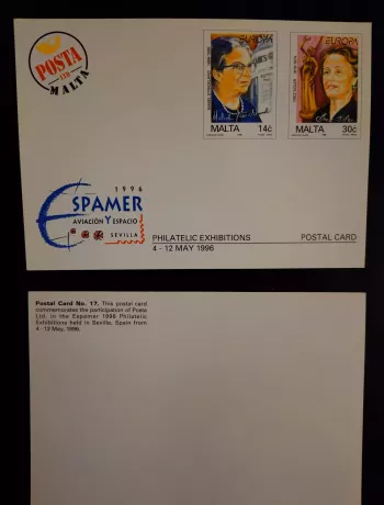 Malta Ganzsache Espamer 1996 CEPT Sevilla Europa Mabel Strickland