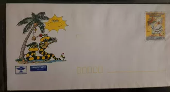 Nouvelle Calédonie PAP prioritaire serpents tricot rayé planche stickers voeux
