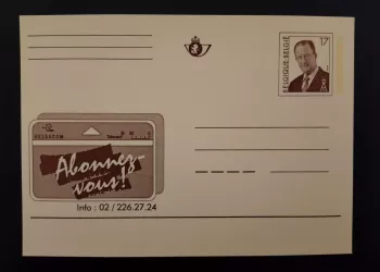 Belgien Ganzsache Belgacom Telecard König Albert II FR