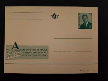 Belgique entier postal carte 16F Roi Albert II abonnement postzegels neuf NL