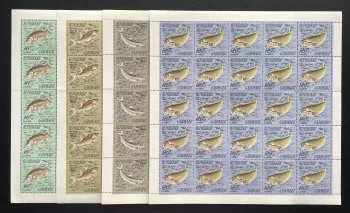 Gabon 1975 YT 347-350 planche poissons faune marine Lutjanus Sardinella