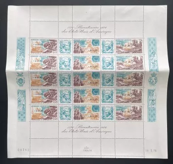 Gabon 1976 YT PA 183A surchargé planche Bicentenaire USA Washington Jefferson