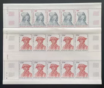 Gabon 1978 YT PA 209-210 sheet Dürer self-portrait Lucas van Leyden