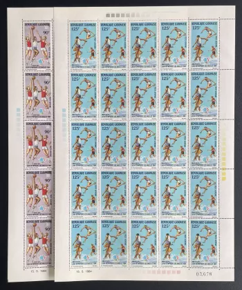 Gabun 1984 YT PA 264-265 Bogen Olympische Spiele Los Angeles Basketball