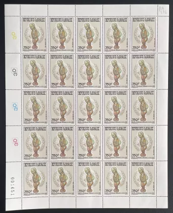 Gabon 1986 YT PA 272 planche sculpture statue don ONU art africain
