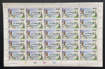 Gabon 1994 YT PA 291 planche Tunnel Manche Shuttle Big Ben Eiffel