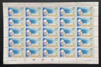Gabun 1994 YT PA 292 Bogen Saint-Exupéry Kleiner Prinz Luftfahrt
