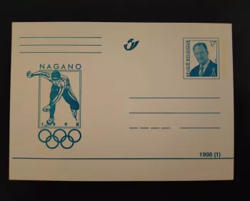 Belgique 1998 entier postal Nagano Jeux Olympiques patinage de vitesse