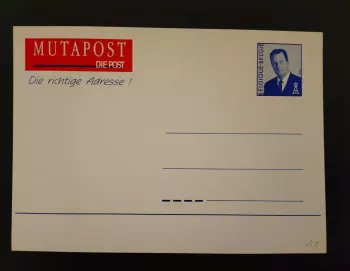 Belgien Ganzsache Mutapost Adressänderung König Albert II 1996 DE