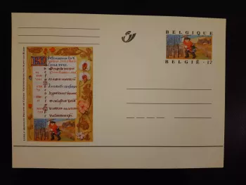 Belgique entier postal carte Livre d'Heures Philippe de Clèves Février I