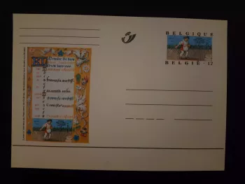 Belgique entier postal carte Livre d'Heures Philippe de Clèves Octobre VI