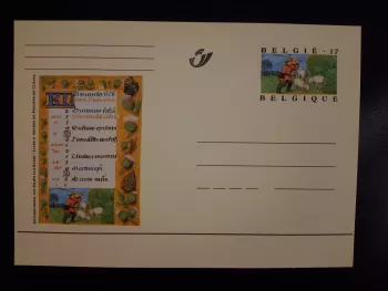 Belgium stationery postal card Book of Hours Philippe de Clèves November