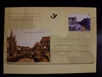 Belgique 2001 entier postal illustré Gent Graslei St Michielsbrug Gand