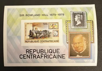 Centrafrique 1979 Mi. Bl. 70 ND Rowland Hill Penny Black locomotive