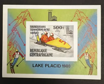 Centrafrique 1980 Mi. Bl. 80B ND JO Lake Placid bobsleigh ski