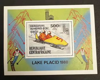 Centrafrique 1980 Mi. Bl. 80 JO hiver Lake Placid bobsleigh ski