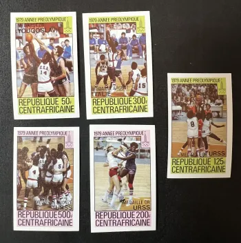 Zentralafrika 1979 Mi. 697-701B ungez. Basketball Vor-Olympia Moskau