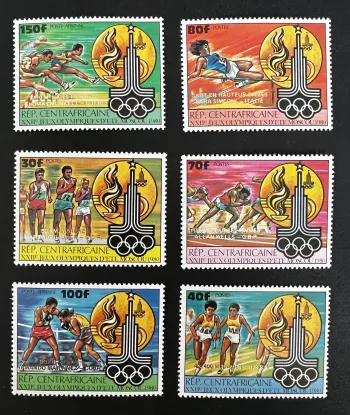 Centrafrique 1980 Mi. 726-731 Jeux Olympiques Moscou athlétisme boxe