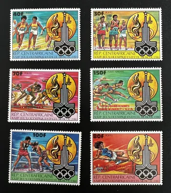 Centrafrique 1980 Mi. 726-731 Jeux Olympiques Moscou athlétisme boxe