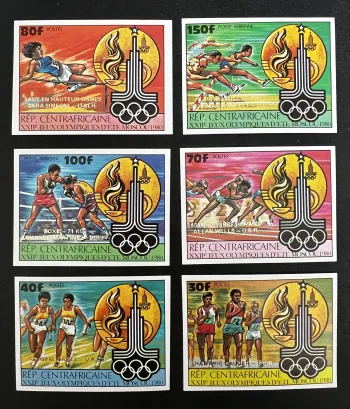 Centrafrique 1980 Mi. 726-731B ND Jeux Olympiques Moscou athlétisme