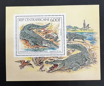 Central Africa 1988 Mi. Bl. 164A Nile Crocodile Animals Africa Fauna
