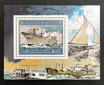 Centrafrique 1982 Mi. 829A Navires Savannah voilier ferry bananier