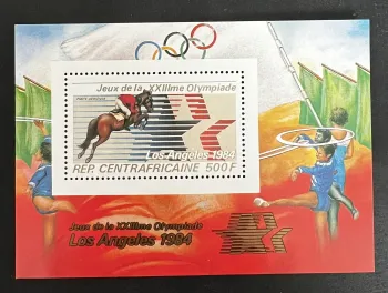Centrafrique 1983 Mi. Bl. 246 JO Los Angeles 1984 équitation cheval