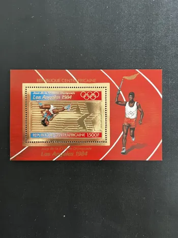 Centrafrique 1982 Mi. Bl. 199/A JO Los Angeles 1984 or gold saut