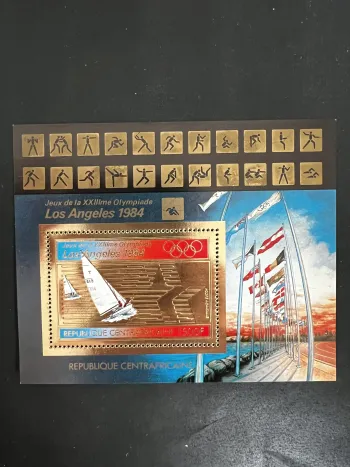 Centrafrique 1982 Mi. Bl. 200A JO Los Angeles 1984 voile or gold