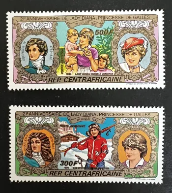 Centrafrique 1982 Mi. 847-848A Lady Diana Princesse de Galles royauté