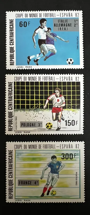 Centrafrique 1982 Mi. 882-884 surchargé Coupe du Monde football España 82