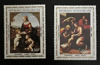 Centrafrique 1982 Mi. 903-904 Noël Raphaël peinture Sainte Famille
