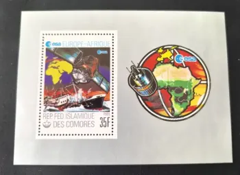 Comores 1979 Mi. Bl. 186 ESA Europe-Afrique satellite espace navire