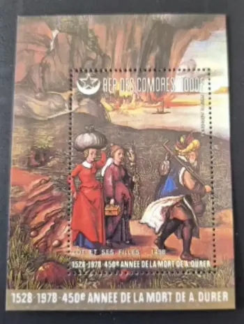 Comores 1978 Mi. Bl. 166 Albrecht Dürer Lot ses filles peinture art
