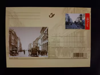 Postkarte Maaseik Bosstraat 2003 alte Ansicht Einkaufsstraße Belgien