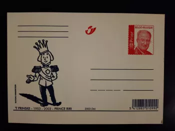Carte postale Belgique 2003 Prince Riri Prinske Studio Vandersteen entier