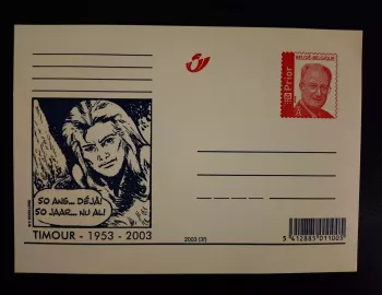 Carte postale Belgique 2003 Timour 50 ans bande dessinée Schellens entier