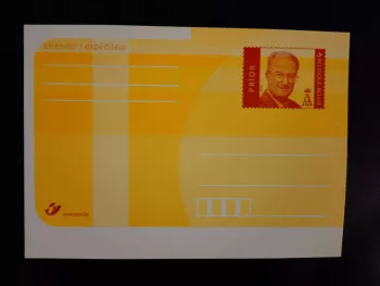 Entier postal Belgique Roi Albert II Prior carte postale jaune