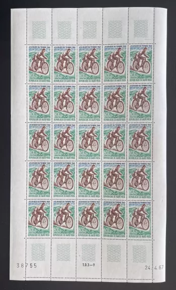 Upper Volta 1967 YT 182 sheet Stamp Day bicycle postman