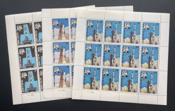 Haute-Volta 1973 YT 288-290 planche Kennedy fusée espace Apollo Gemini Atlas