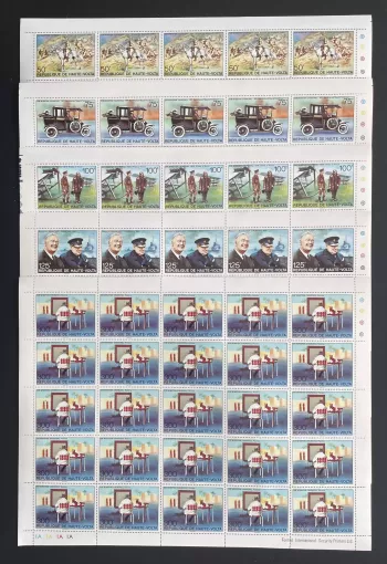Upper Volta 1975 YT 333-337 sheet Churchill Roosevelt horse plane painter
