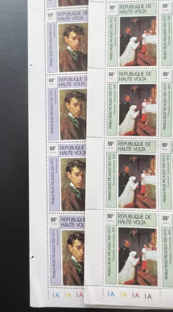 Haute-Volta 1975 YT 361-363 planche Picasso peintre art tableaux portrait
