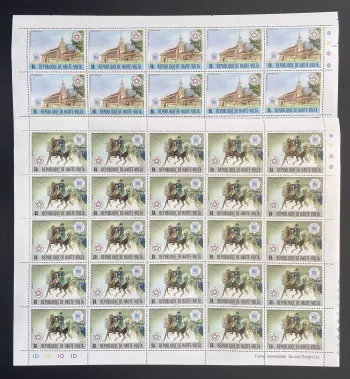 Haute-Volta 1976 YT 393-394 planche Bicentenaire Révolution Américaine cheval