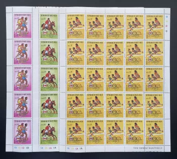Haute-Volta 1977 YT 408-410 surchargé planche Jeux Olympiques Montreal Cheval