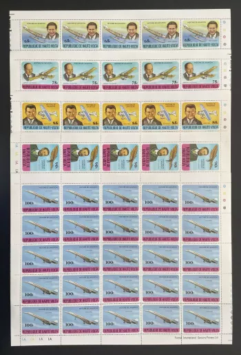 Upper Volta 1978 YT 449-453 sheet aviation Concorde Mermoz Fokker pilot