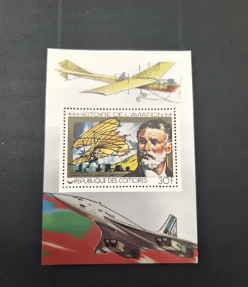 Comores 1977 Mi. Bl. 150 Aviation Otto Lilienthal planeur Concorde